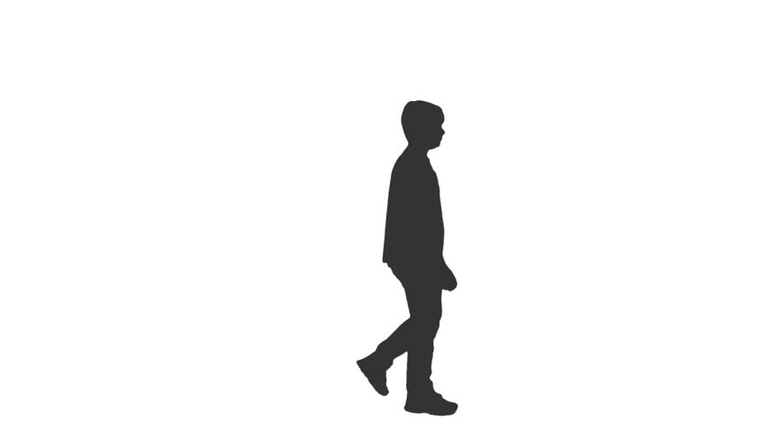 Silhouette Of Little Boy Walking Around & Watching Something, Full HD