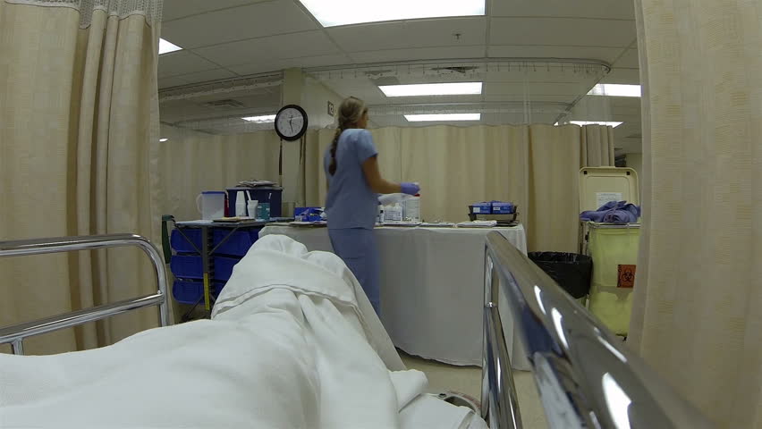 PROVO, UTAH - OCT 2014: Hospital Recovery Bed After Surgery Nurse POV ...