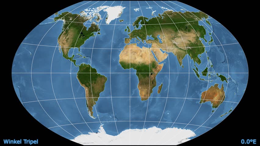 Winkel Tripel World Map Projection. Example Of Land Distortion Due To ...