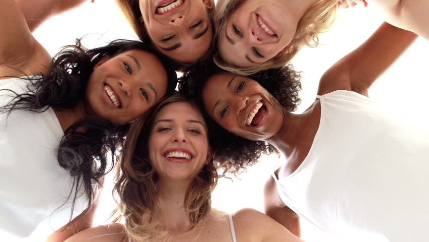 Group Of Four Teenage Girls Having Fun Outdoors Friendship Concept Group Of Smiling Friends