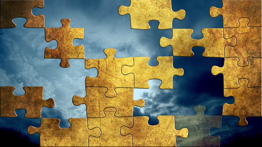 Colorful Jigsaw Puzzle Pieces Falling Into Place Stock Footage Video