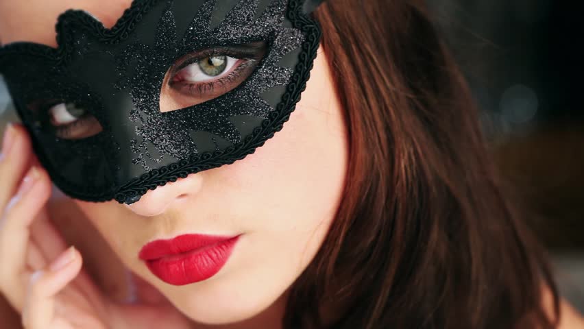 Sexy Woman Wearing Masquerade Mask At Party Stock Footage 