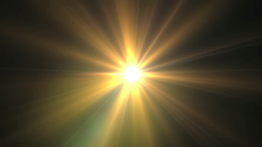 Yellow Lens Flare Rising Sun Style Spinning Star On Black Background Cgi Stock Footage Video