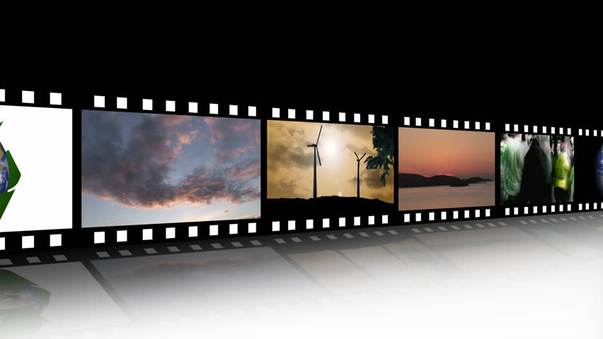 Animated Film Strip Overlay (with Green Screen) Stock Footage Video 