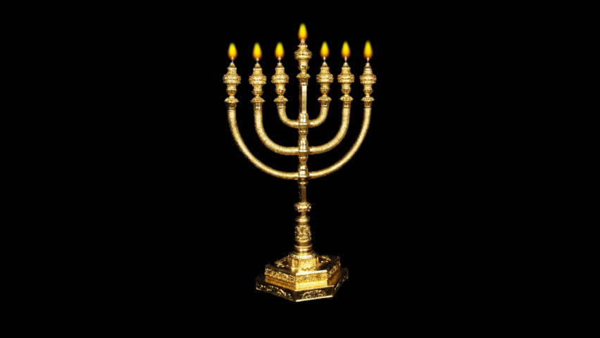 Hanukkah Video With Luxury Nine Branched Candle Holder On Black