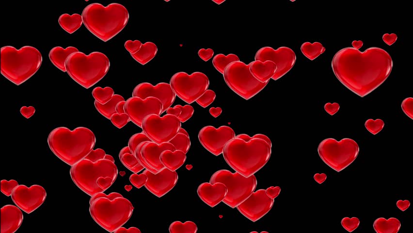 Valentine Love Hearts - Black Background Stock Footage Video 4320785