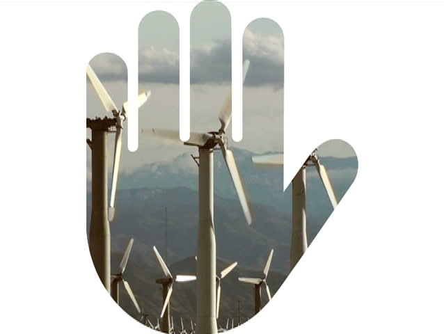 Recycle Symbol Wind Turbines V1 - NTSC Stock Footage Video 803182