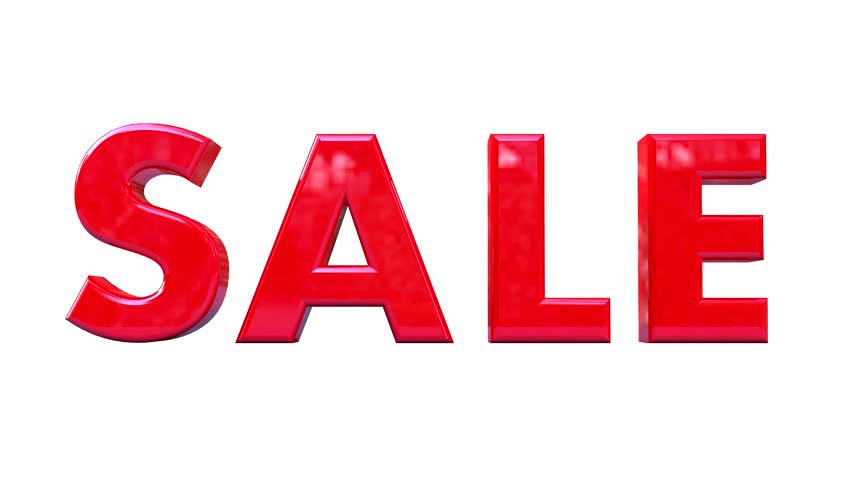 Sale In Red Bold Letters Animation On White Background With Shadow 