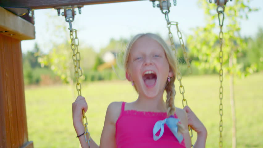 Ultra HD 4K Happy Child Playing At Playground Portrait Of A Little