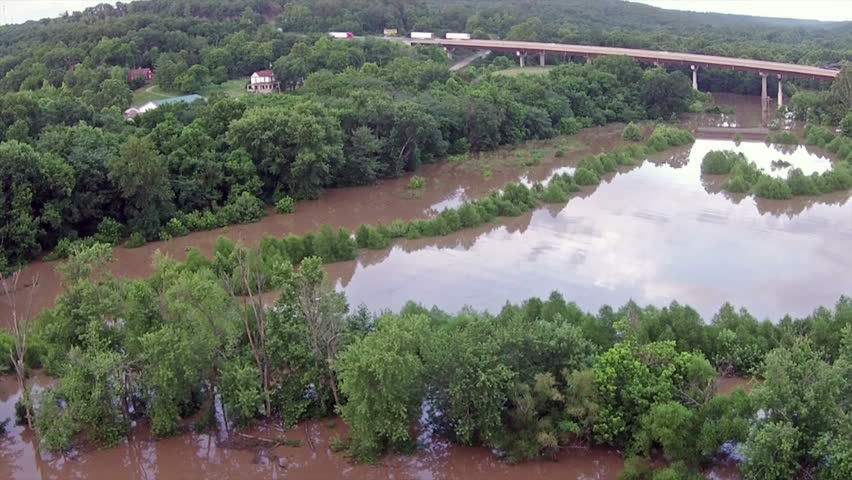 Aerial View Of Gasconade River In Missouri Near A Boat Ramp. Stock ...