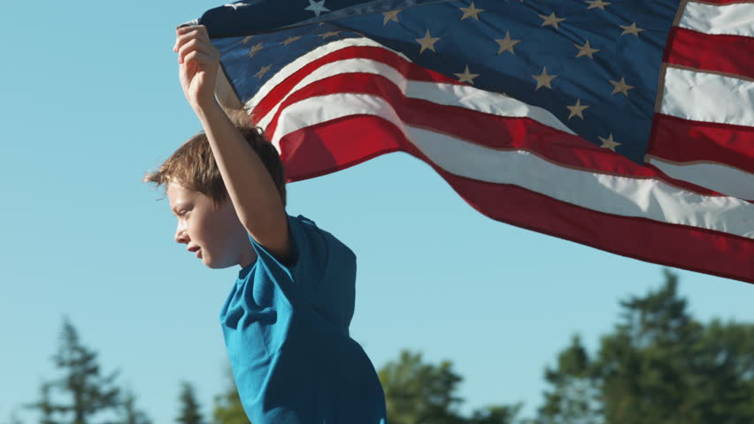 Children Running With American Flags, Shot On Phantom Flex 4K Stock ...