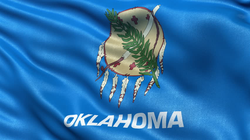 Waving Flag Of The US State Of Oklahoma With A Traditional Osage Nation ...