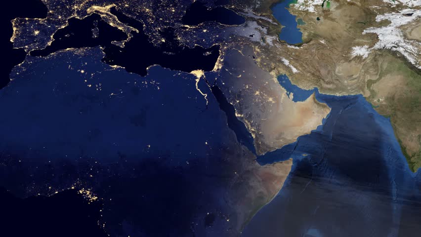 Planet Earth Morning Zoom Into The Middle East (High Quality 4K HD ...