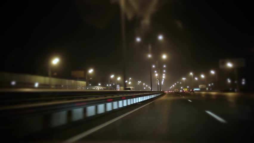 POV Driver Driving A Car In Rain Under A Bridge, Road, Rainy Drops On ...