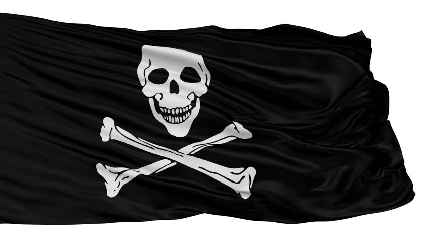 Skull And Crossbones Pirate Flag Fluttering In The Wind. Stock Footage ...