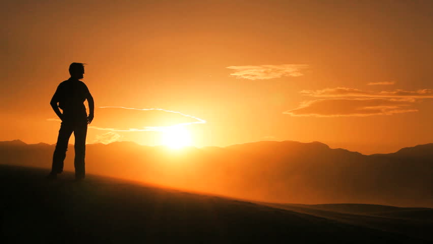 Businessman Walking Up A Hill Toward Top Sun Success Concept Stock ...