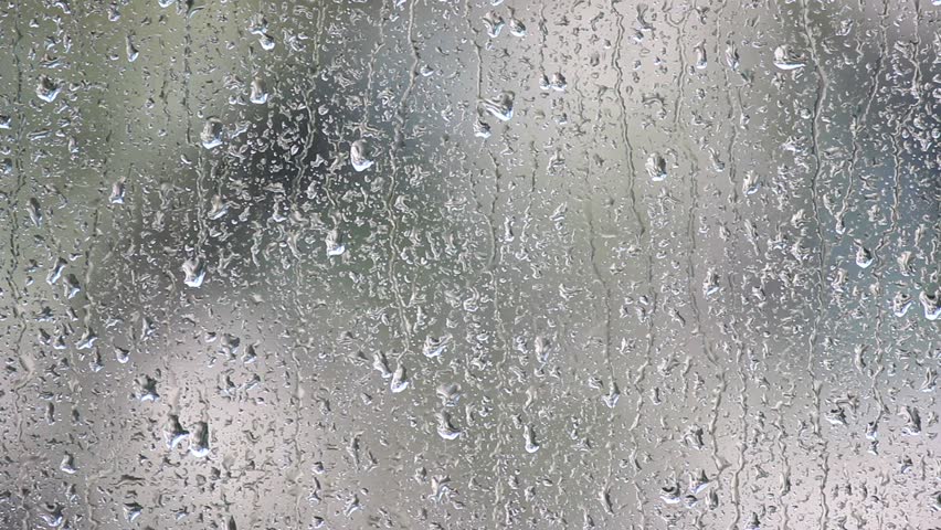 Black And White Wet Window With Drops Running Down A Pane. Rainy Day ...