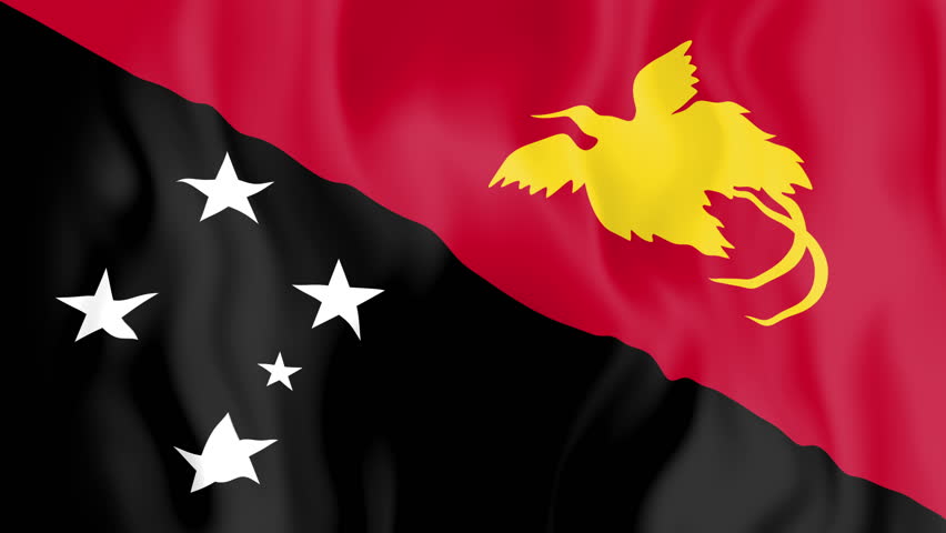 Animation Of The Full Fluttering National Flag Of Papua New Guinea