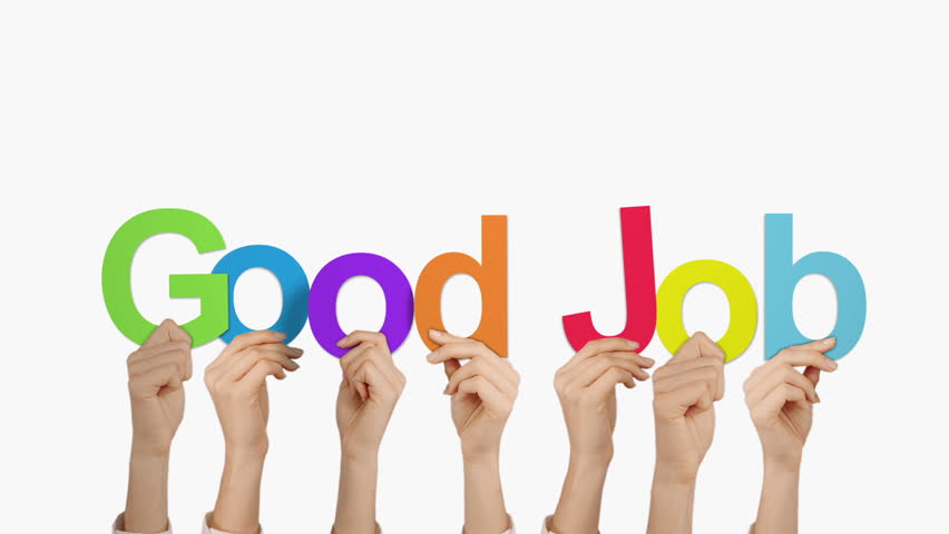 Hands Holding Up Good Job Against Chalkboard Stock Footage Video