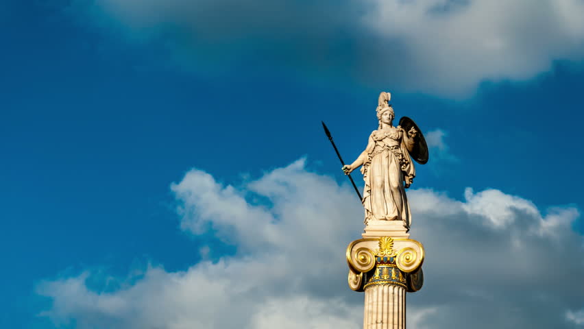 A Statue Of The Godess Athina, Greek Mythology's Godess Of War, Located ...