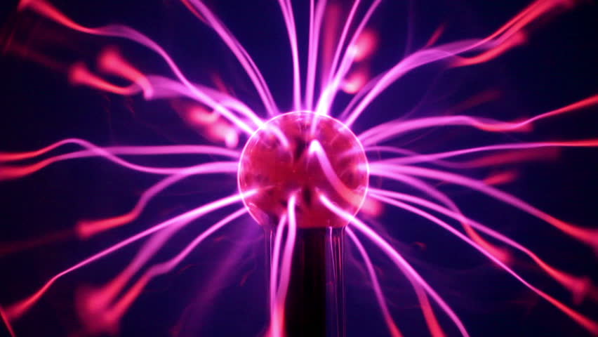 A Plasma Ball Sending Out Purple Glowing Sparks Stock Footage Video ...