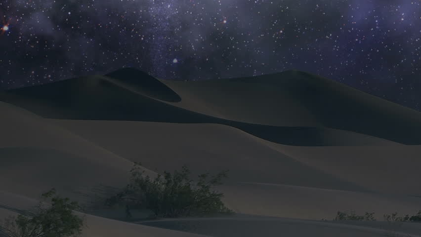 Sand Dunes Under A Crescent Moon In A Desert Night. Stock Footage Video ...