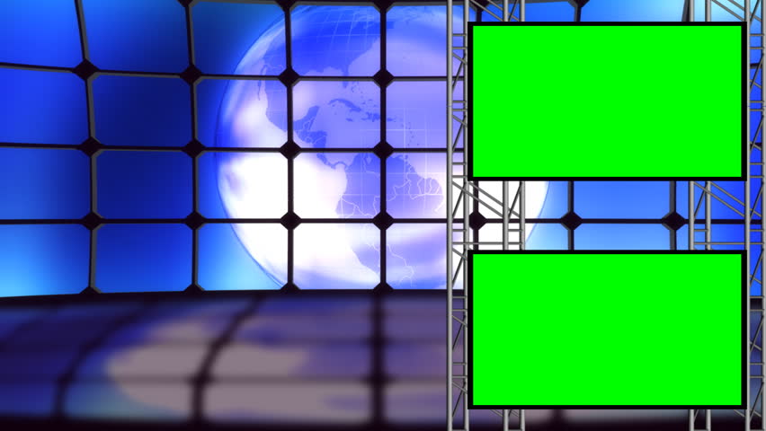 Retro Virtual Set Looping Animated Background With Green Screens Stock ...