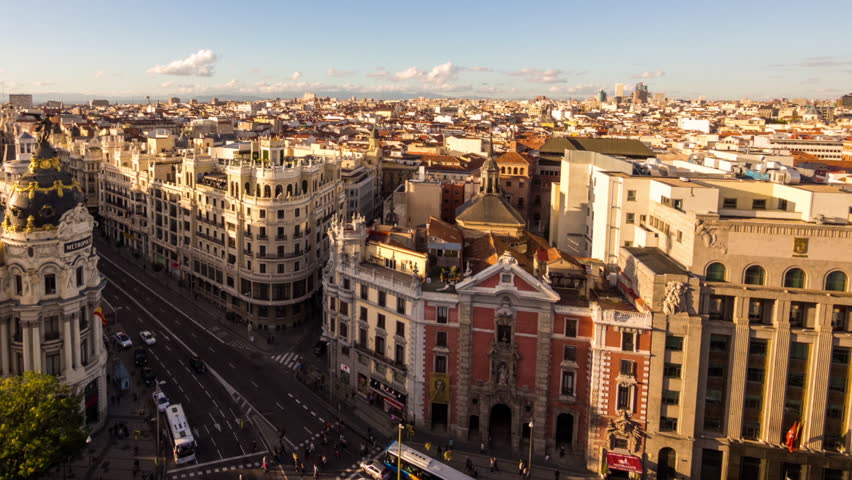 MADRID - 27 OCT: Timelpase View Of Madrid City In The Afternoon. Madrid ...