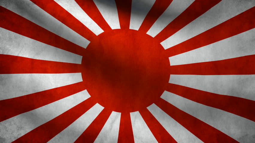 The Rising Sun Flag, The Military Flag Of Japan. Ragged And Waving Flag ...