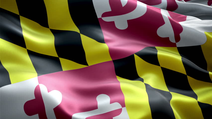 Waving Flag Of The US State Of Maryland With The Heraldic Banner Of ...