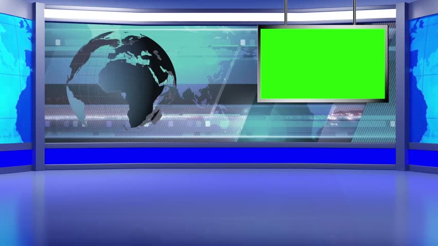 News TV Studio Set - Virtual Green Screen Background Loop Stock Footage ...