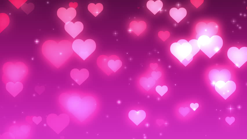 Seamless Animated Background Featuring Pink Heart Particles And Stars ...