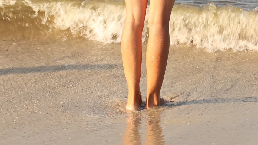 Woman Wearing Pareo And Bikini, Standing At Tropical Beach Stock ...