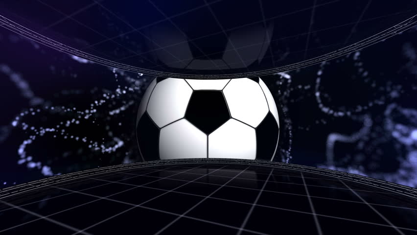 Football Is Slowly Flying In The Goal Against Night Sky Background, 3d ...