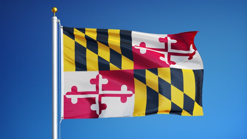 Maryland Flag Slider Style. Waving In The Win With Cloud Background ...