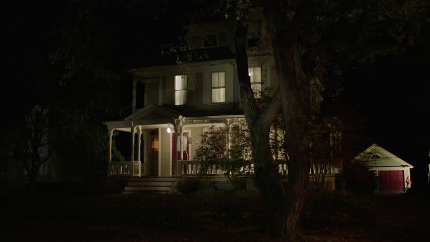 Night Time Lapse In Residential Neighborhood With Person Running In ...