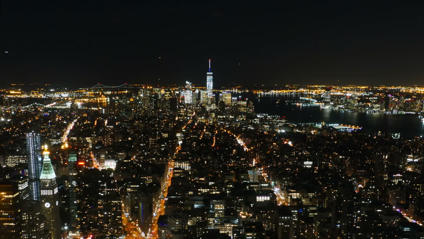 Overlooking Big City At Night. City Lights. Urban Lifestyle Background ...