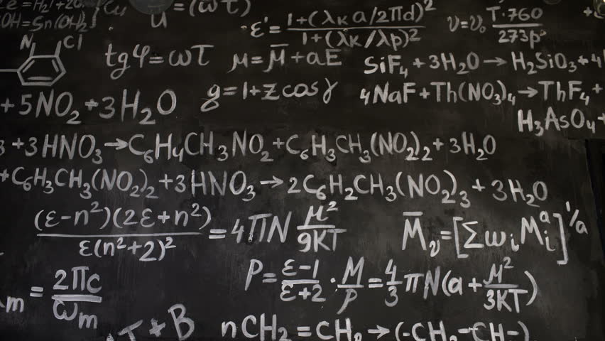 Math Physics Formulas Black And White. Computer Generated Loopable Motion Background Stock