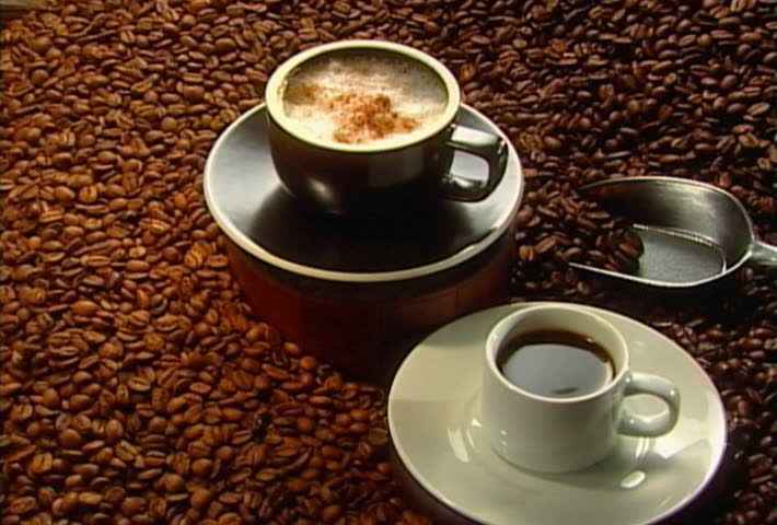 Coffee Cups With Coffee Beans Coffee Cups With Coffee Beans