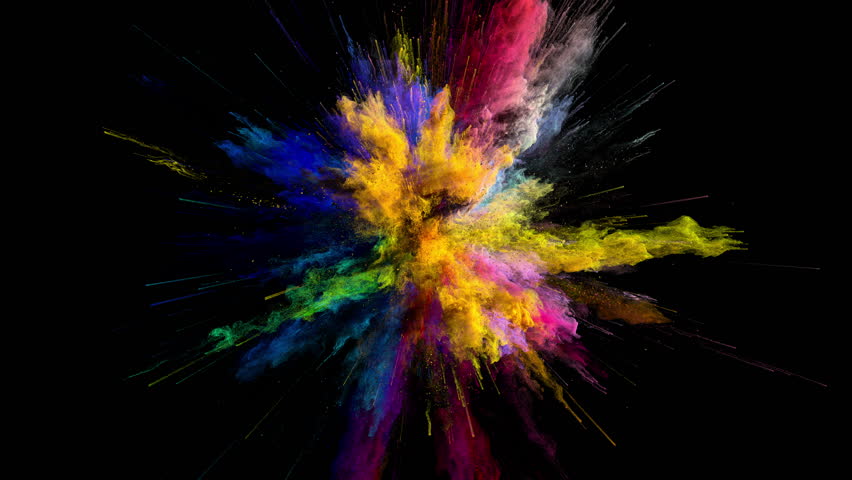 Cg Animation Of Powder Explosion With Red Blue And Yellow ...