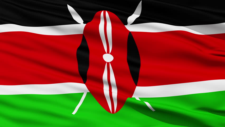 Flying Flag Of Kenya With A Maasai Shield And Spears Symbolising ...