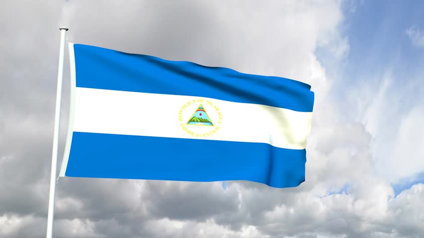 Flag Of El Salvador With Fabric Structure Against A Cloudy Sky Stock ...