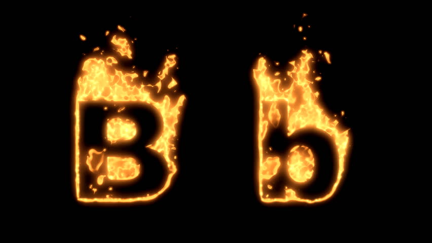 Fiery Letter B Burning In Loop With Particles Stock Footage Video ...