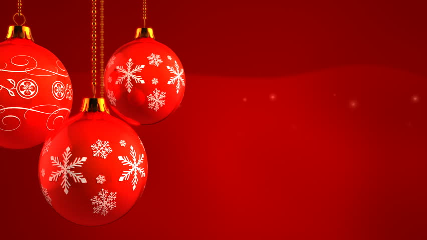 "Merry Christmas" Text On Glass Baubles. Red Background ...
