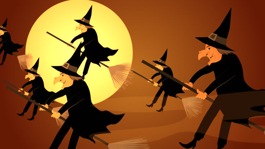 Witch Flying On Broomstick Stock Footage Video 1824923 Shutterstock