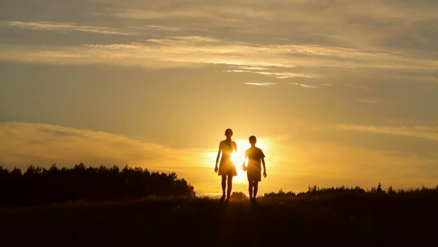 Two Good Friends Walking Away, Sunset, Peace And Love, Together Stock ...