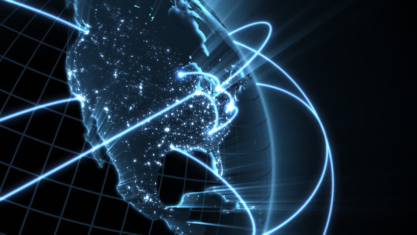 Earth Technology Background Loop. Animation Of Globe Rotating With ...