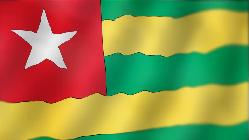 Flag Of Togo Waving In The Wind. Seamless Looping. 3d Generated. Stock ...