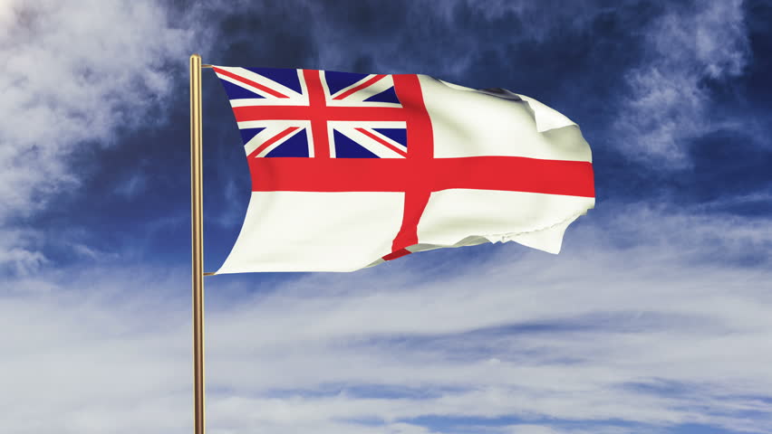 Royal Navy Flag Slider Style. Waving In The Win With Cloud Background ...